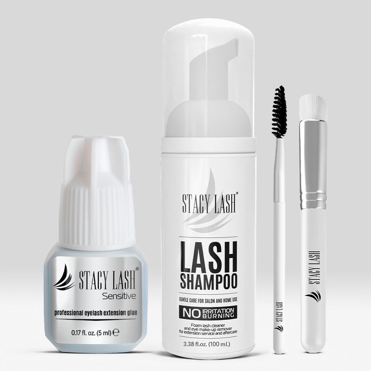 Stacy Lash Bundle: Sensitive Eyelash Extension Glue 5 ml & Lash Shampoo 100ml