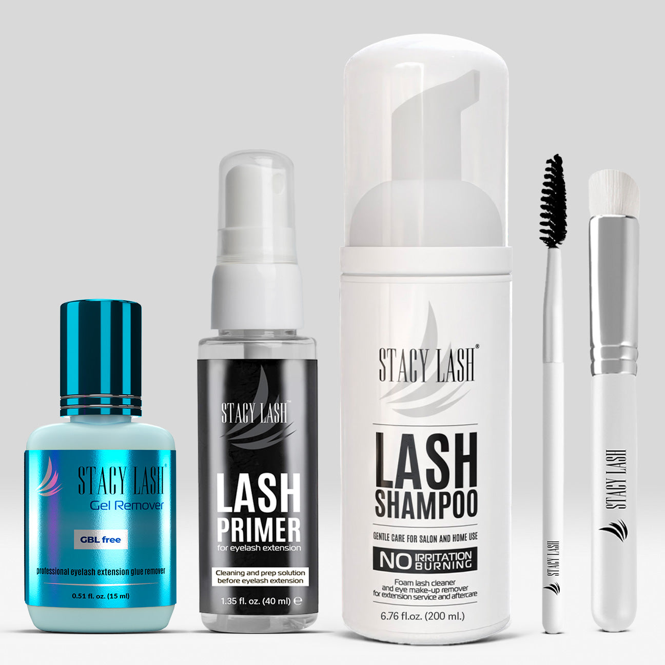 Stacy Lash Bundle: Primer 40ml & Gel Remover 15ml/0.51 fl.oz & Lash Shampoo 200ml / 6.76fl.oz