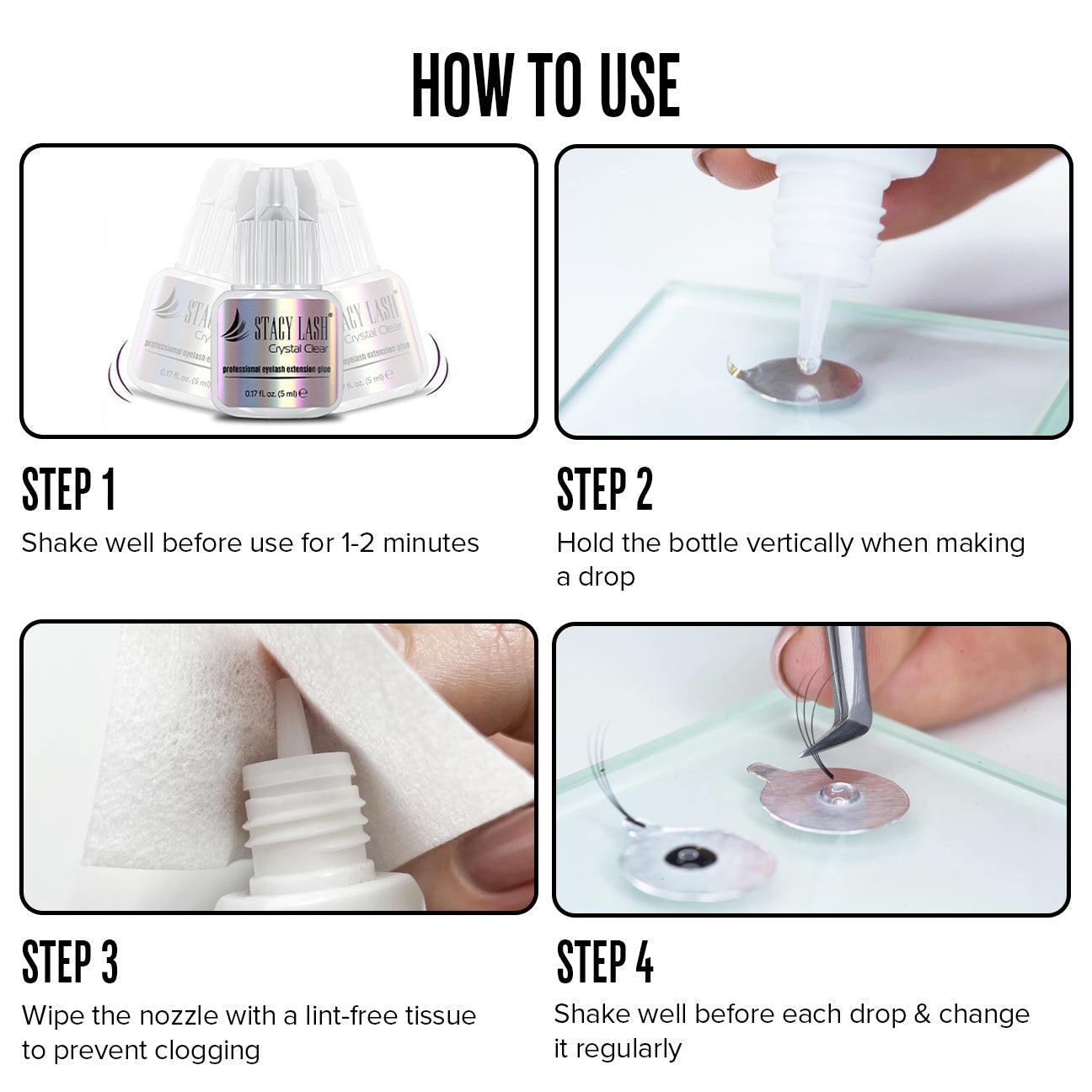 Stacy Lash Bundle: Eyelash Extension Glue - Crystal Clear 5ml & Volume 5ml