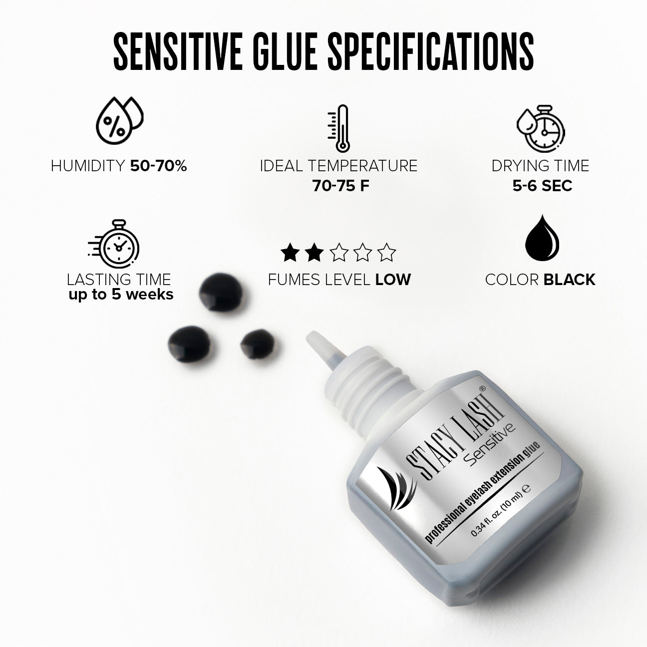 Stacy Lash Sensitive Eyelash Extension Glue - 10ml