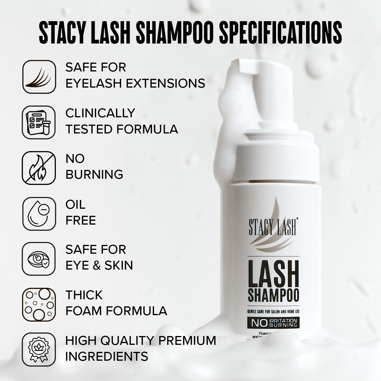 Stacy Lash Bundle: Sensitive Eyelash Extension Glue 5 ml & Lash Shampoo 100ml