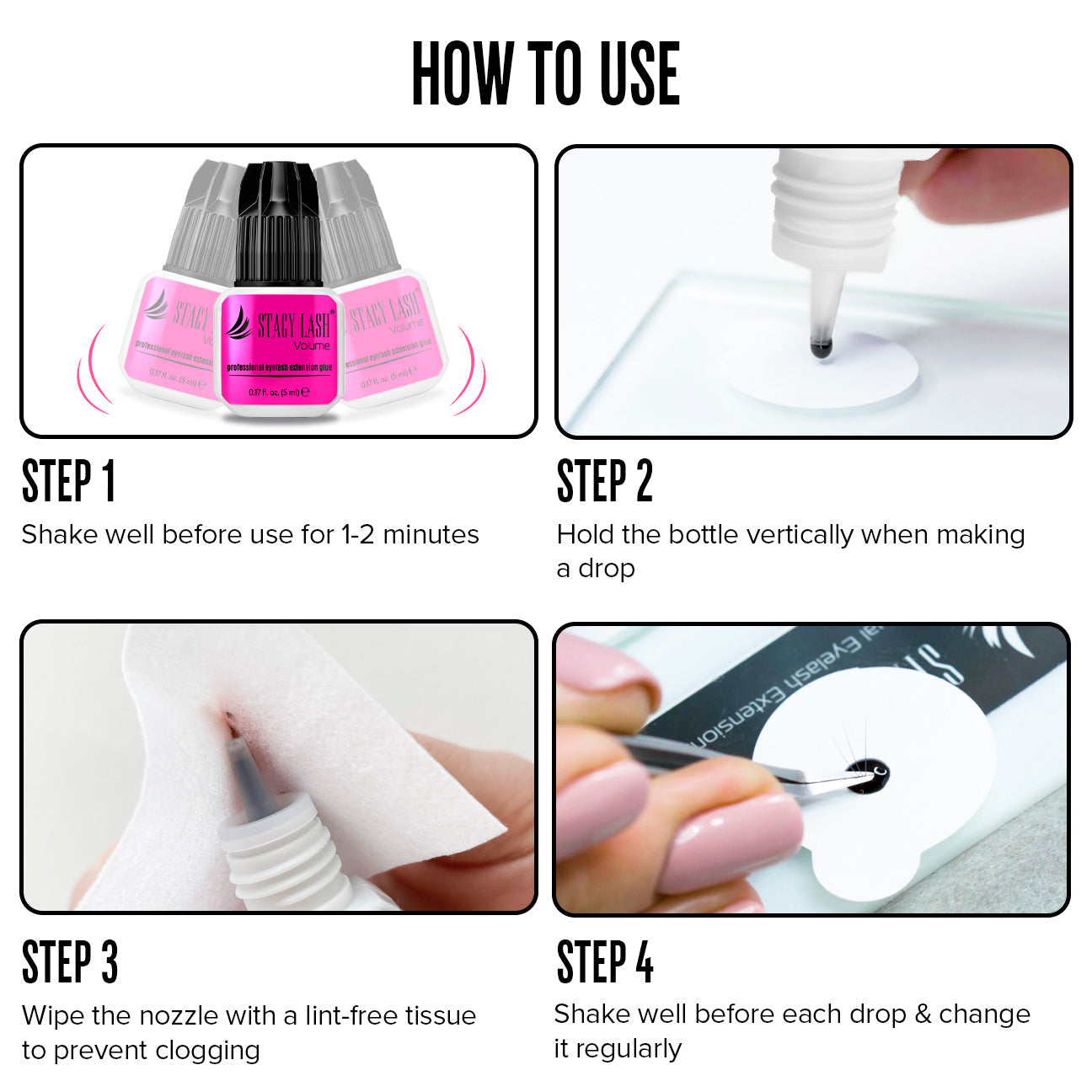 Stacy Lash Bundle: Eyelash Extension Glue - Extra Strong Evolution 5ml & Volume 5ml