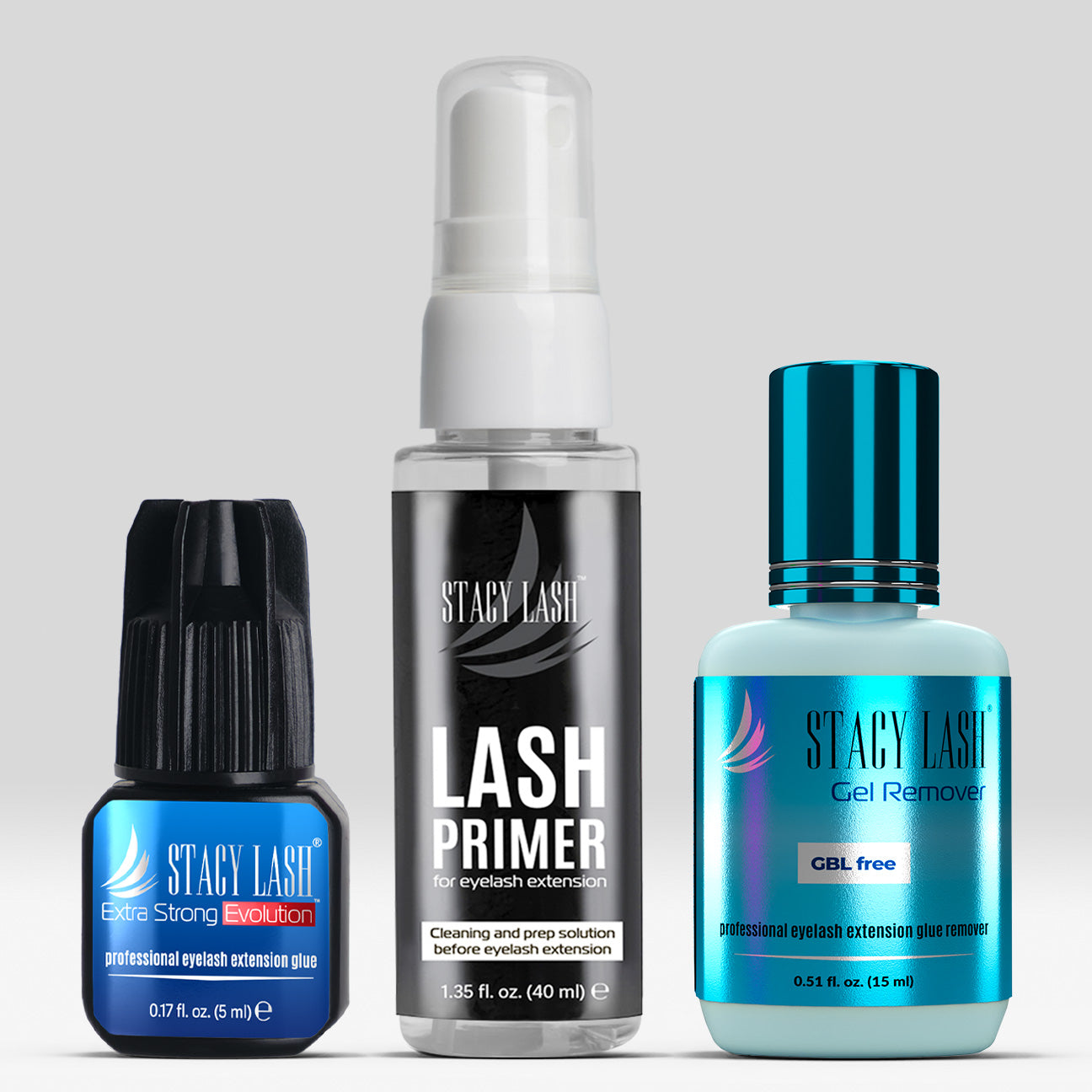 Stacy Lash Bundle: Extra Strong Evolution 5ml & Primer 40ml & Gel Remover 15ml/0.51 fl.oz