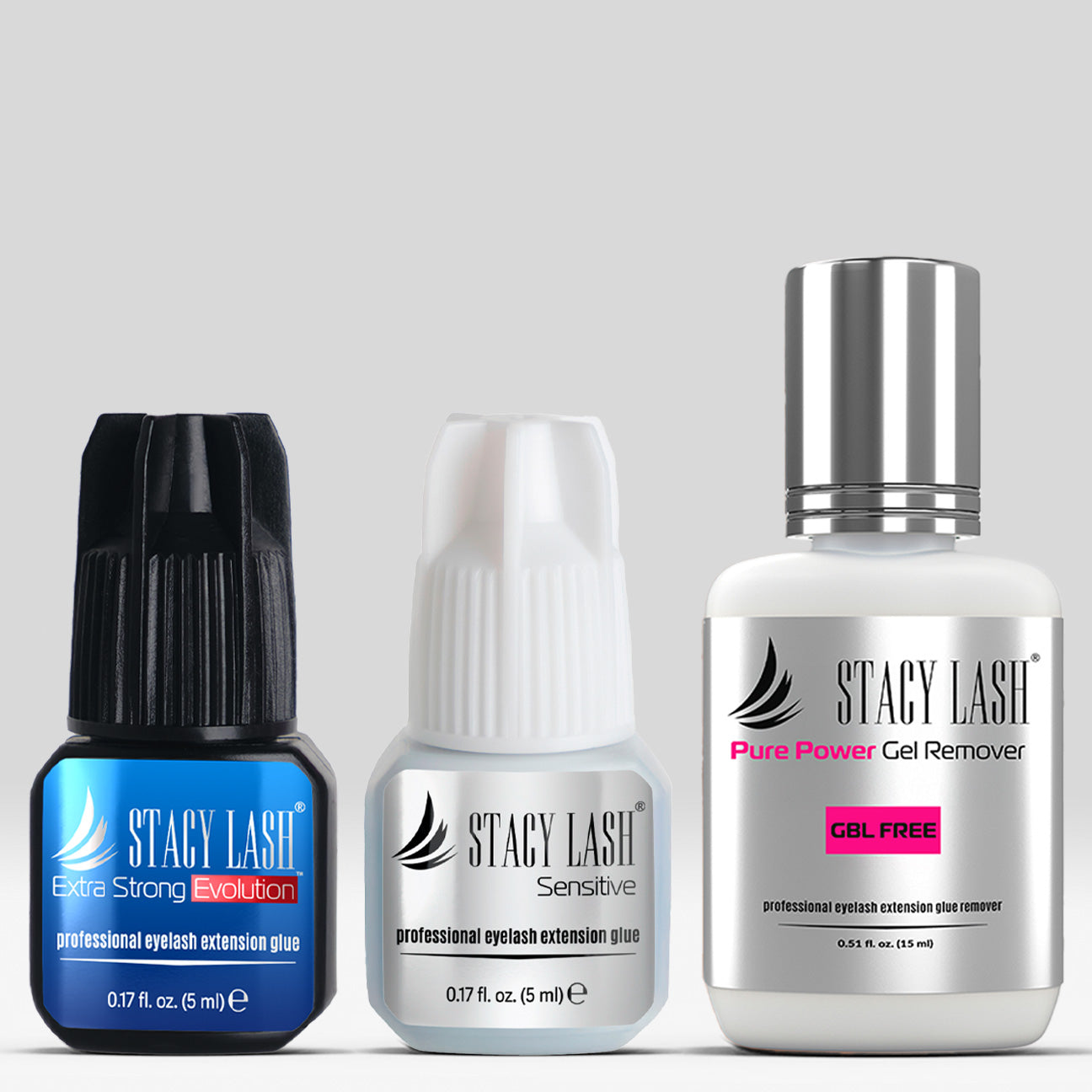 Stacy Lash Bundle: Evolution 5ml & Sensitive 5 ml & Pure Gel Remover 15ml