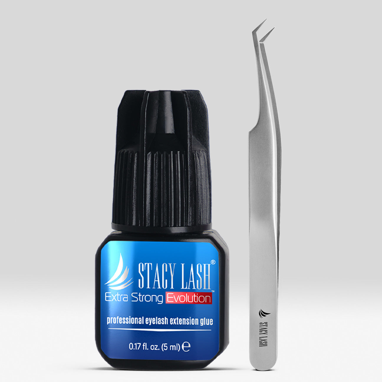 Stacy Lash Bundle: Evolution 5ml & STL-13 Eyelash Extension Tweezers