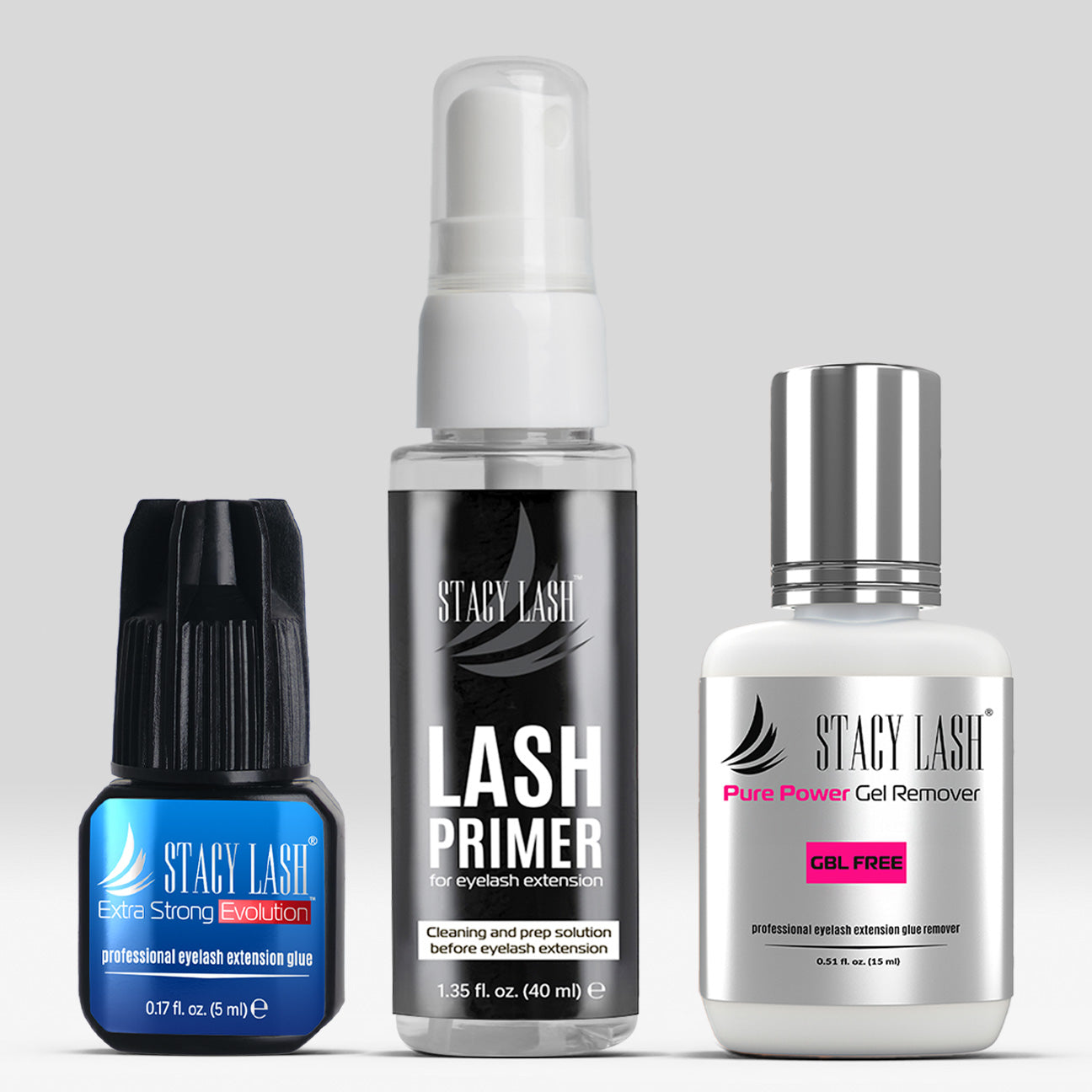 Stacy Lash Bundle: Evolution 5ml & Primer 40ml & Pure Gel Remover 15ml