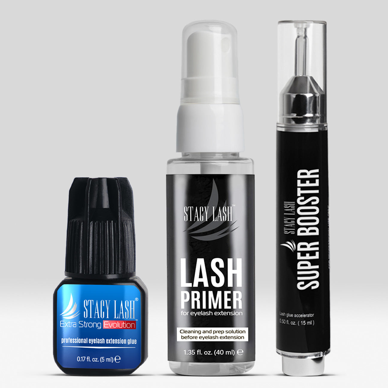 Stacy Lash Bundle: Extra Strong Evolution 5ml & Primer 40ml & Booster 0.50 fl.oz./15 ml