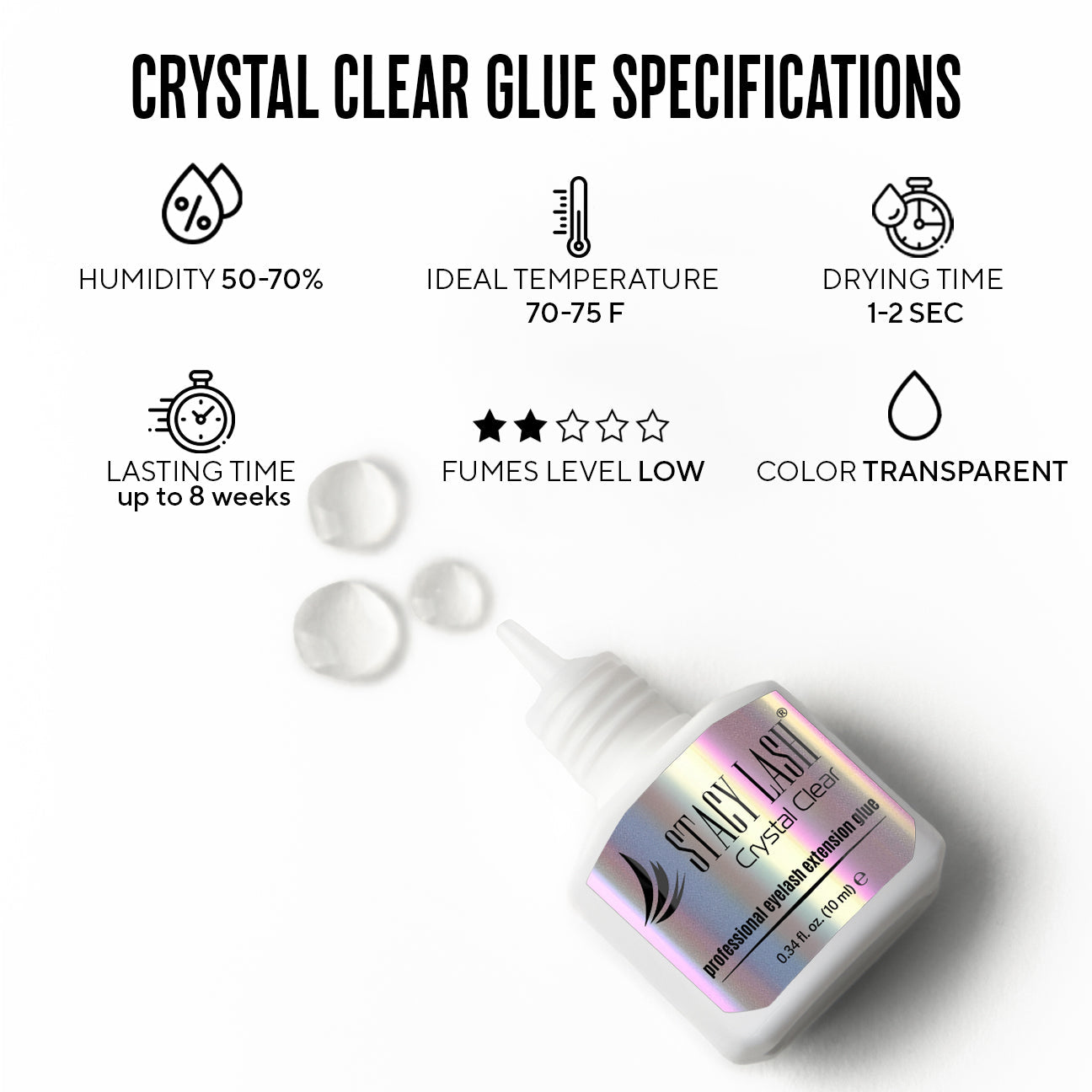 Stacy Lash Crystal Clear Eyelash Extension Glue - 10ml
