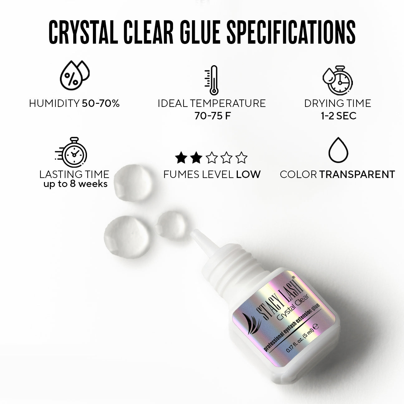 Stacy Lash Crystal Clear Eyelash Extension Glue - 5ml