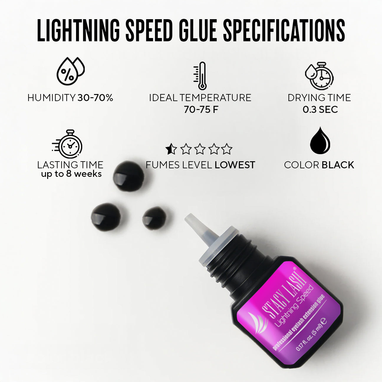 Stacy Lash Lightning Speed Eyelash Extension Glue - 5ml