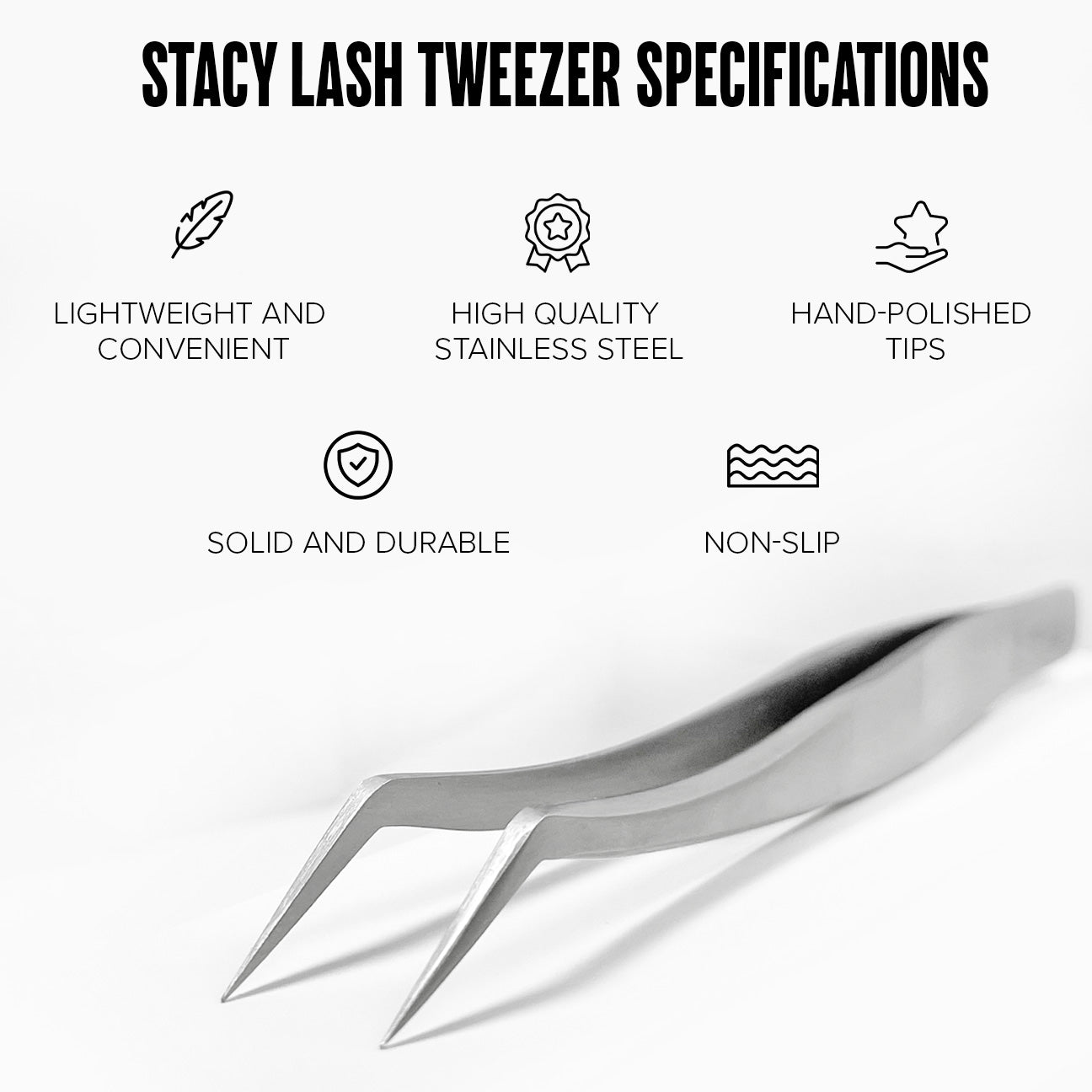 Stacy Lash STL-11 Curved L-Shaped Multifunctional Tweezers for Eyelash Extensions