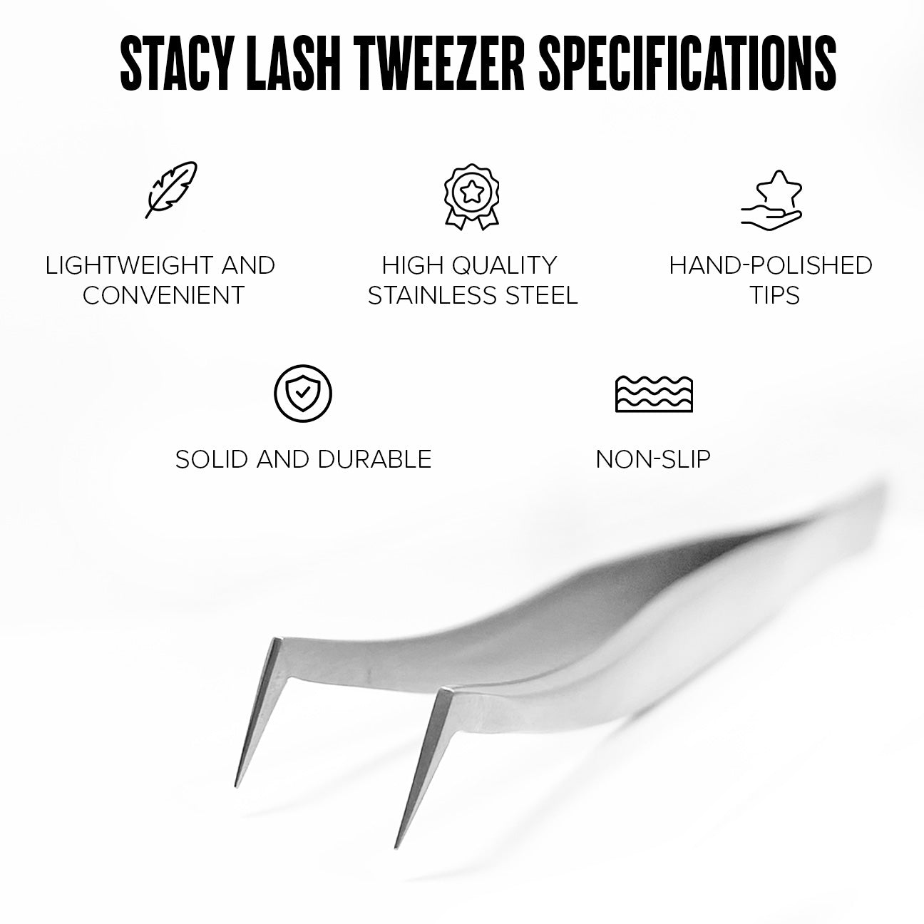 Stacy Lash STL-12 Curved L-Shaped Multifunctional Tweezers for Eyelash Extensions