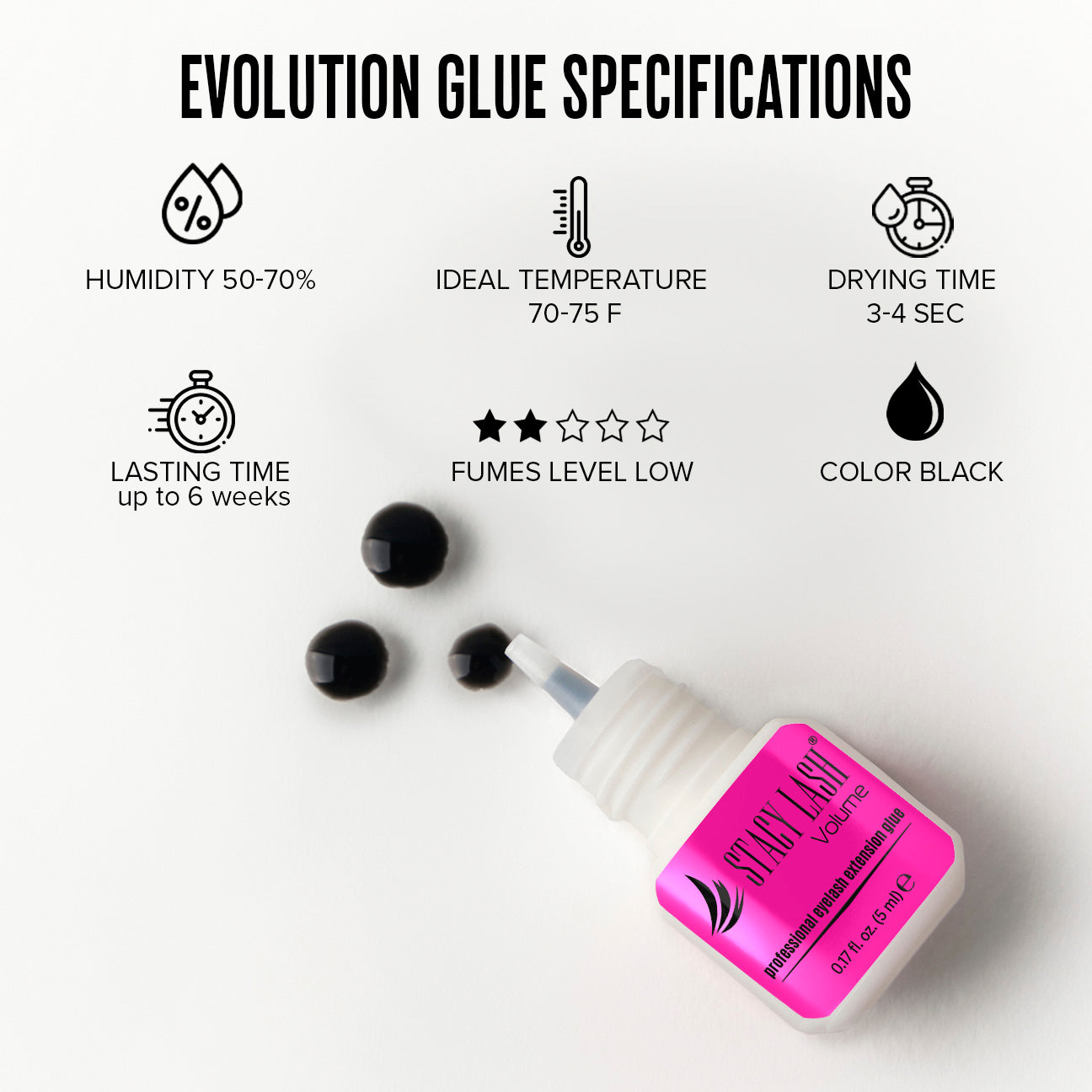 Stacy Lash Bundle: Eyelash Extension Glue - Extra Strong Evolution 5ml & Volume 5ml
